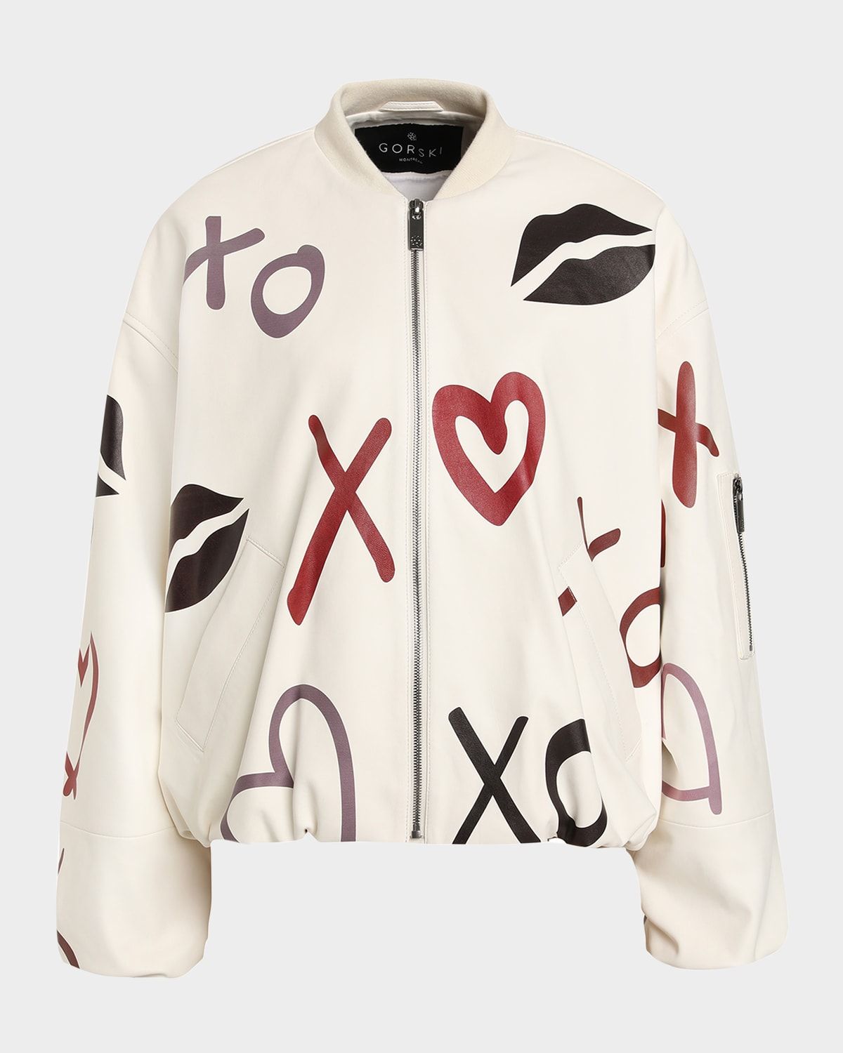 Zip Leather Bomber Jacket