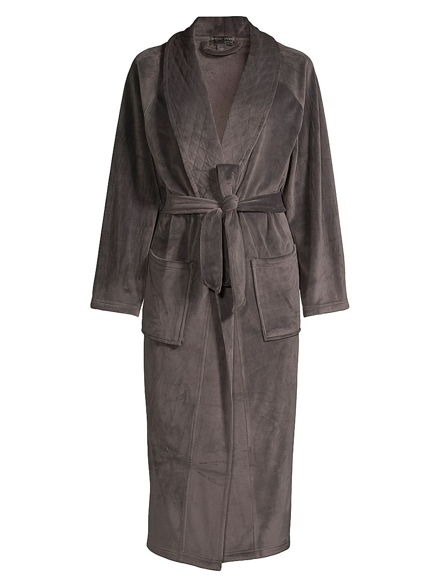 Women's LuxeChic Long Robe - Carbon - Size Large