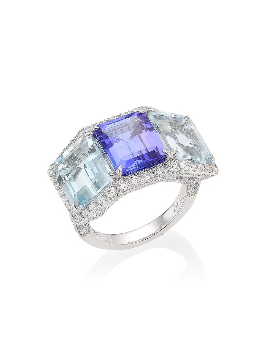 Women's Classic 18K White Gold & Multi-Gemstone Ring - White Gold - Size 7