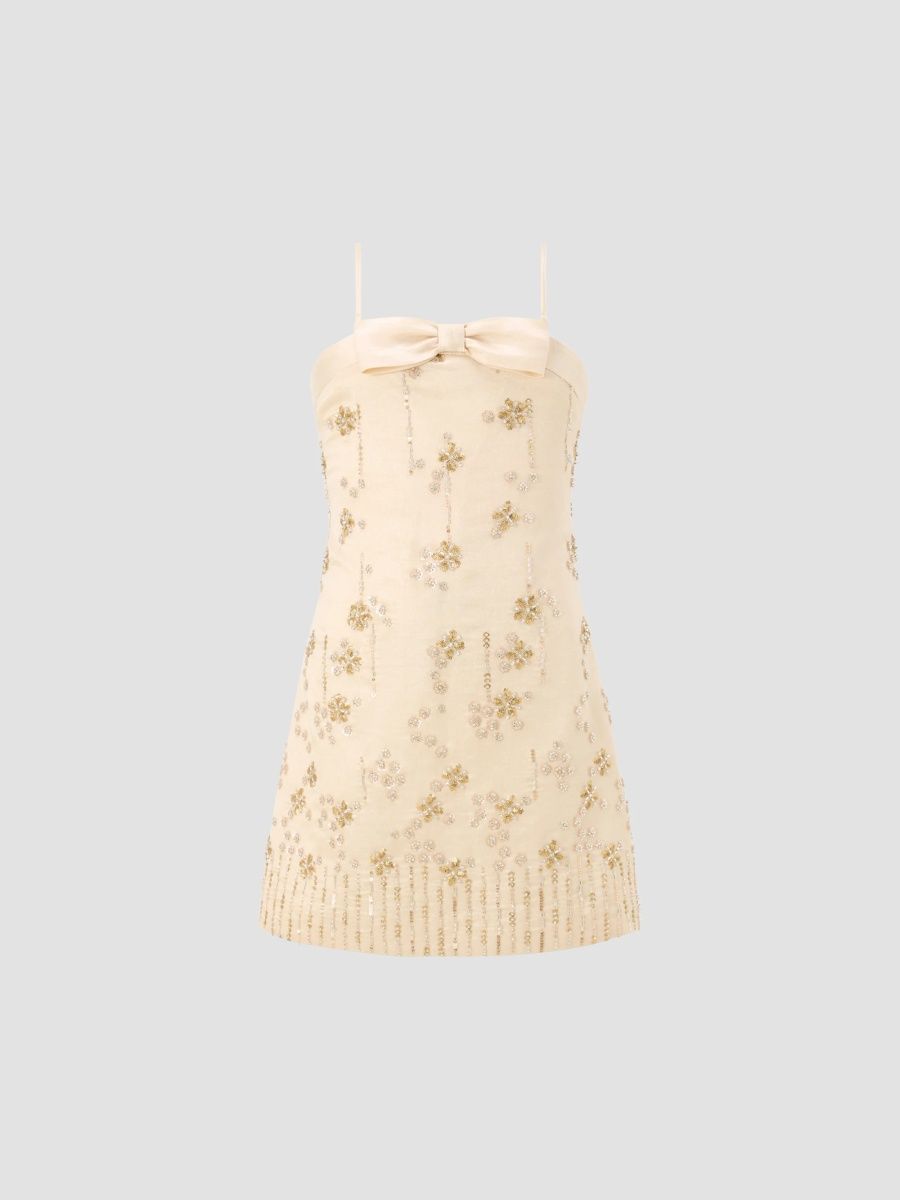 Girl's Little Girl's & Girl's Golden Hour Adriana Beaded Mini Dress - Beige - Size 13