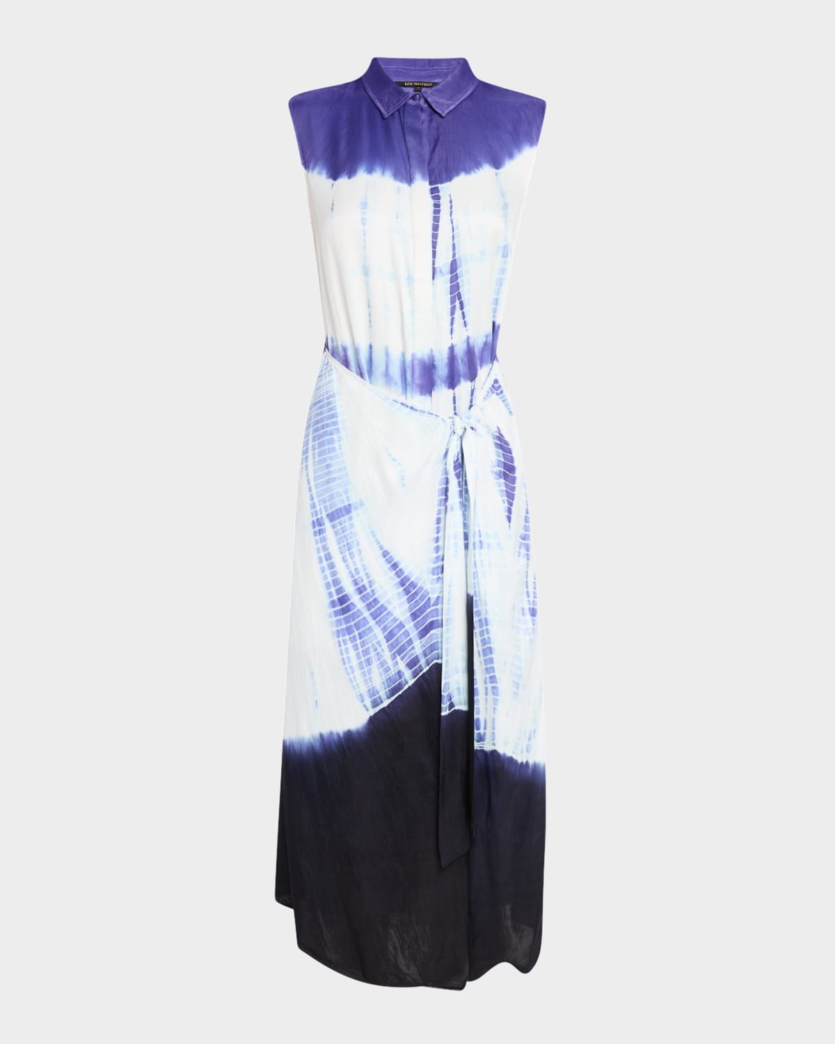 Ivria Tie-Dye Sleeveless Midi Wrap Shirtdress