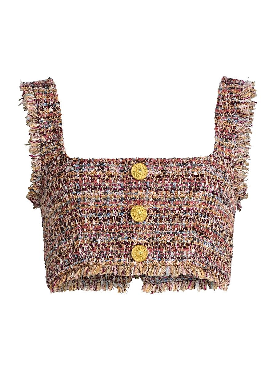 Women's Maylin Tweed Bralette Top - Mauve Tan Multi Tweed - Size Large