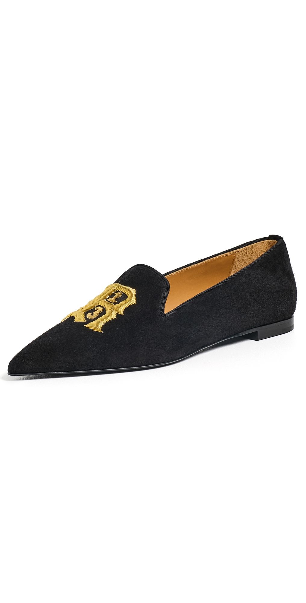 R13 Pointy Toe Slippers Black Suede 41