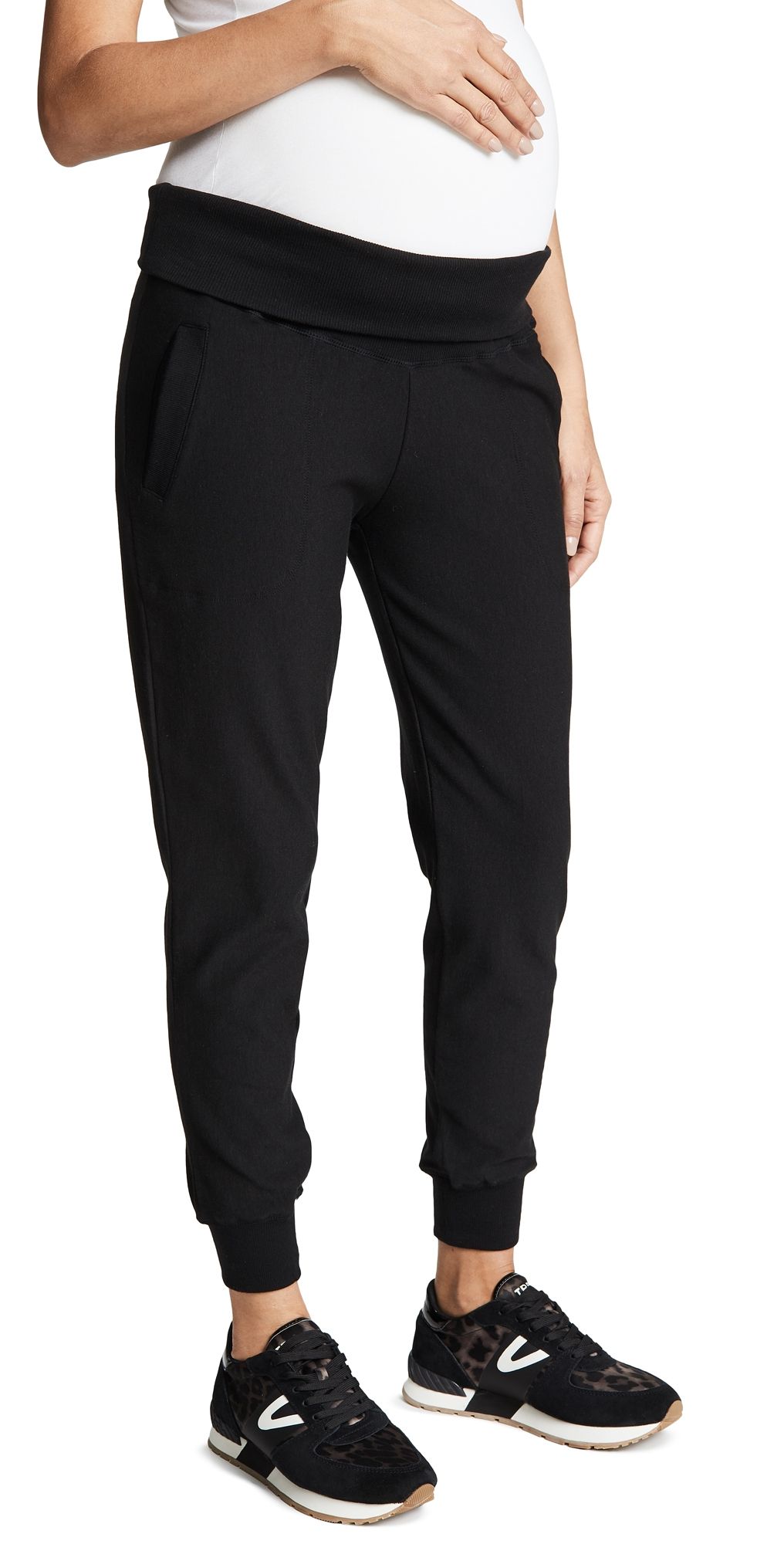 Plush Maternity Fold Over Joggers Black XS
