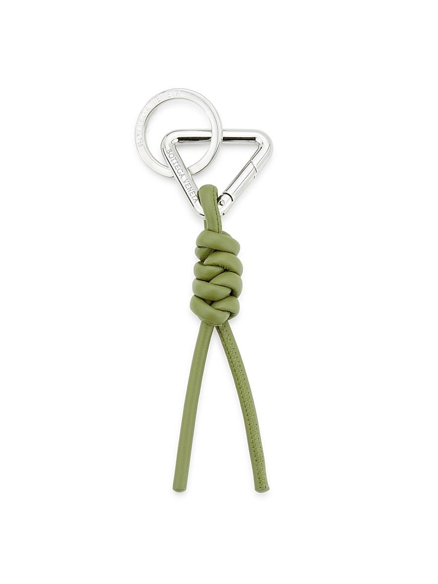 Men's Triangle Leather Key Ring - Matcha Silver