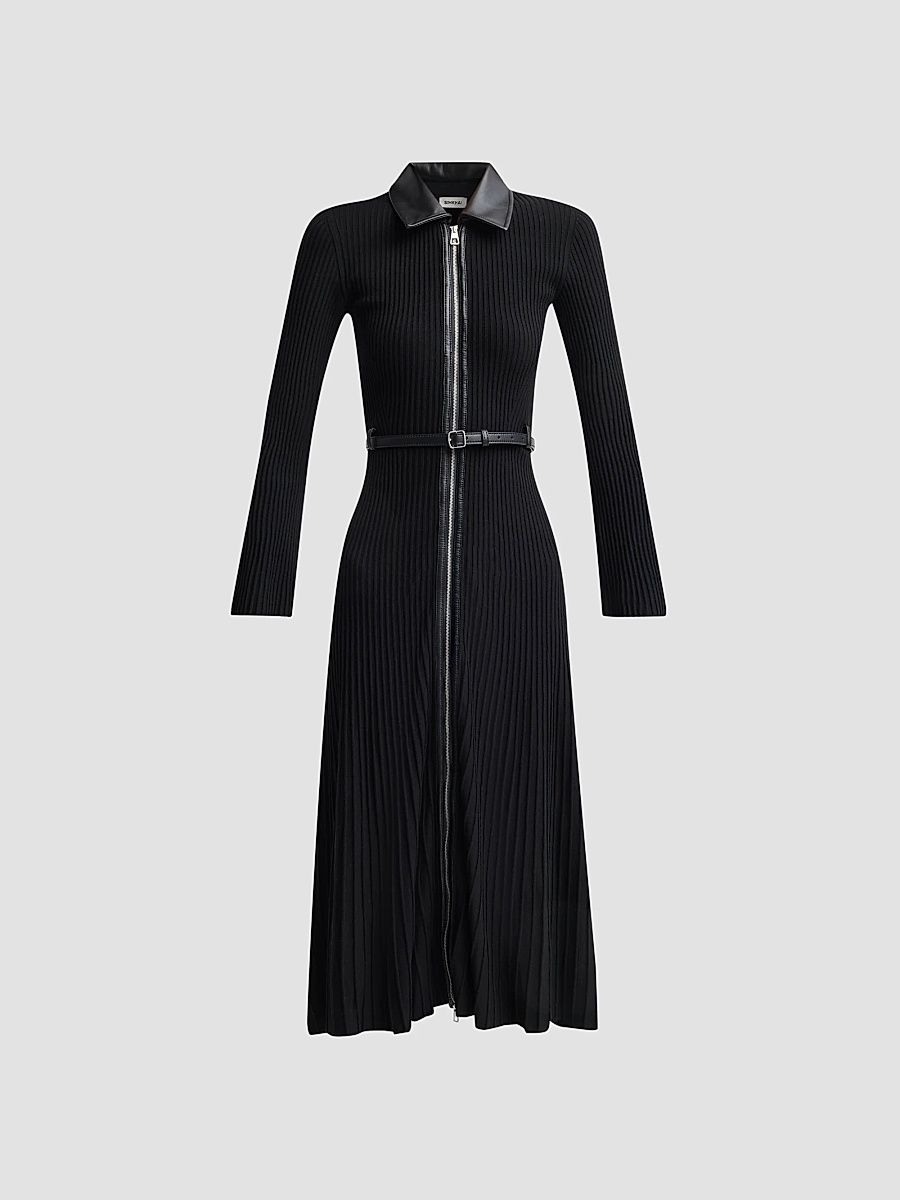 Women's Ismelle Pleated Midi Dress - Black - Size XS