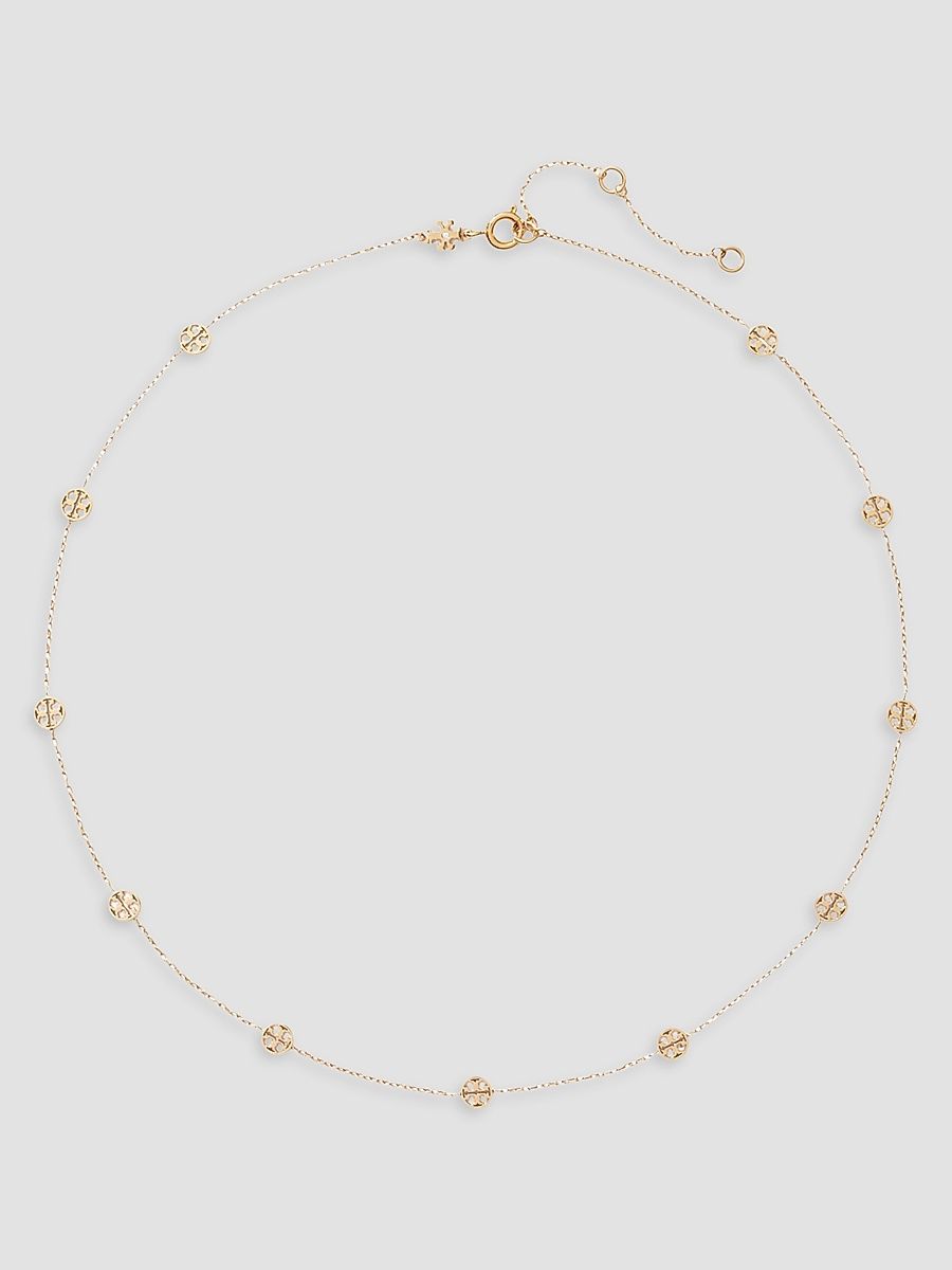 Women's Icon 18K-Gold-Plated Logo Station Necklace - Tory Gold Crystal