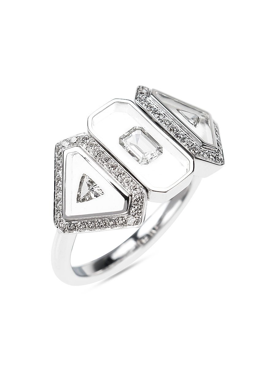 Women's Universe 18K White Gold, Diamond & Enamel Invisible Ring - Size 7