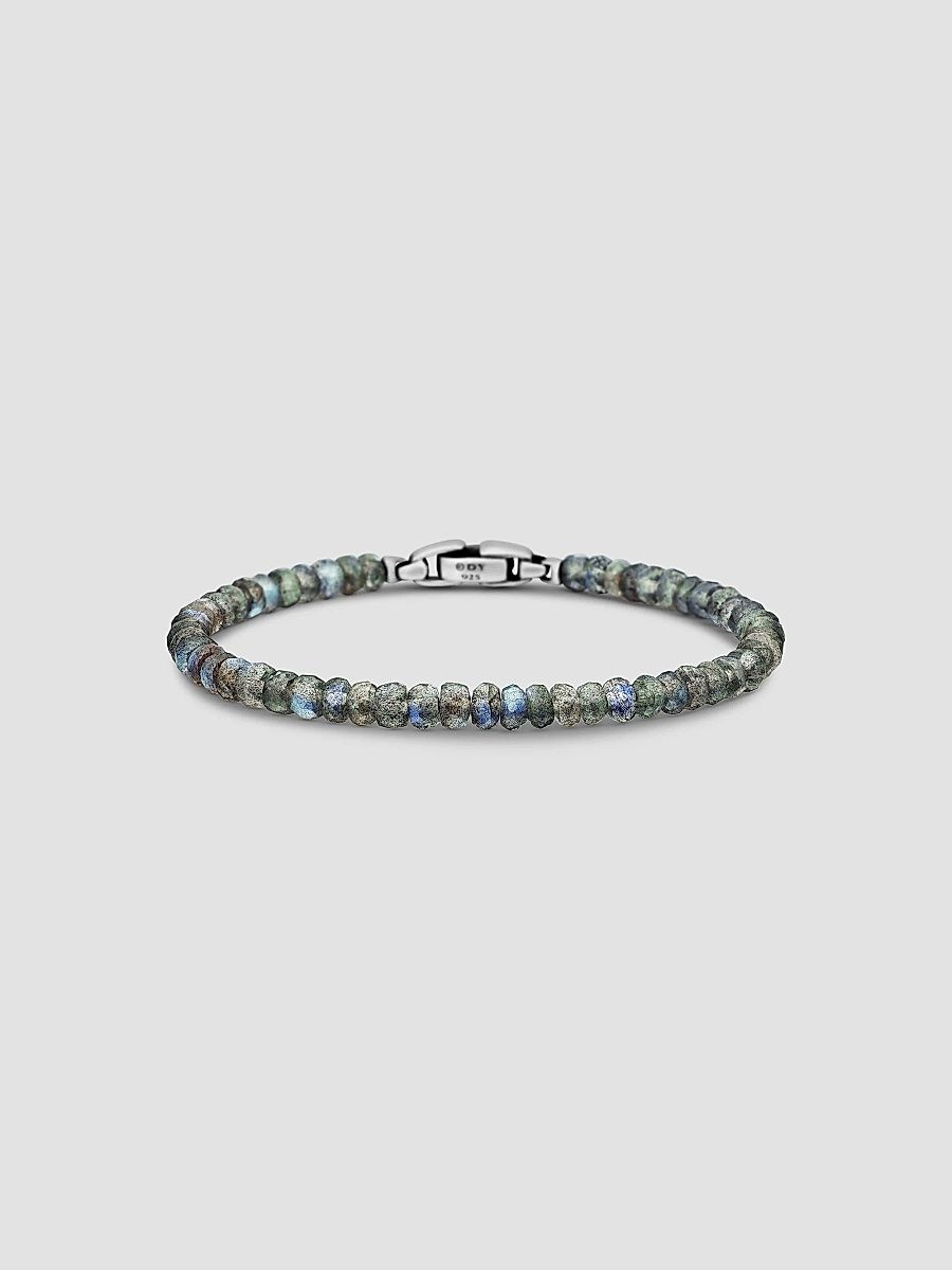 David Yurman Men's Spiritual Beads Faceted Bracelet in Sterling Silver - Labradorite - Size Medium