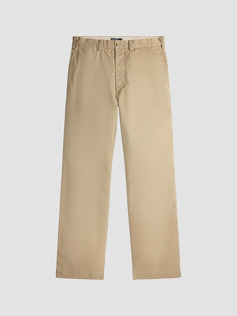 Polo Ralph Lauren Men's Heritage Flat Front Cotton Twill Chinos - Washed Classic Khaki - Size 36
