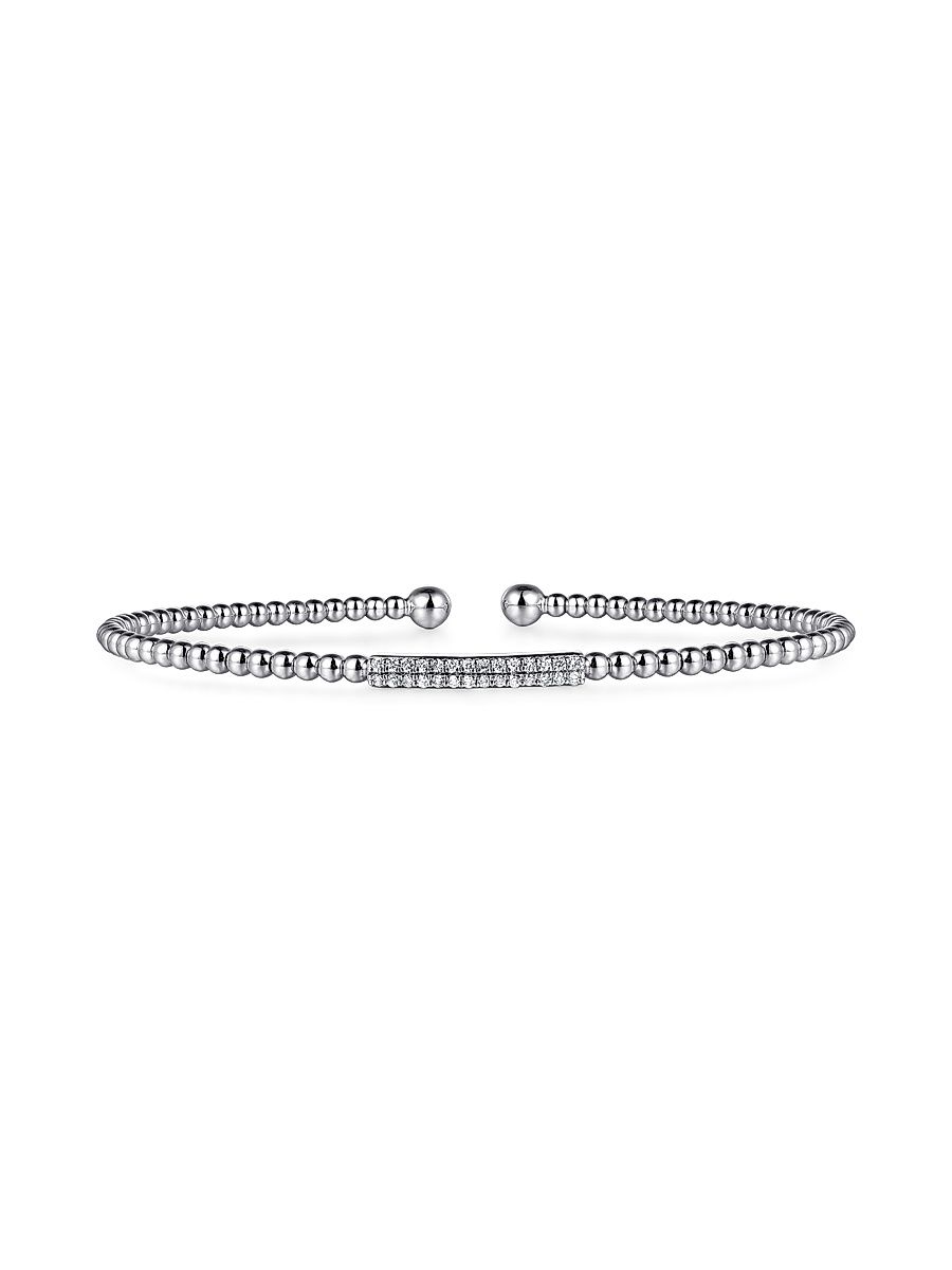 Women's Bujukan 14K Gold & 0.14 TCW Diamond Bar Cuff - White Gold