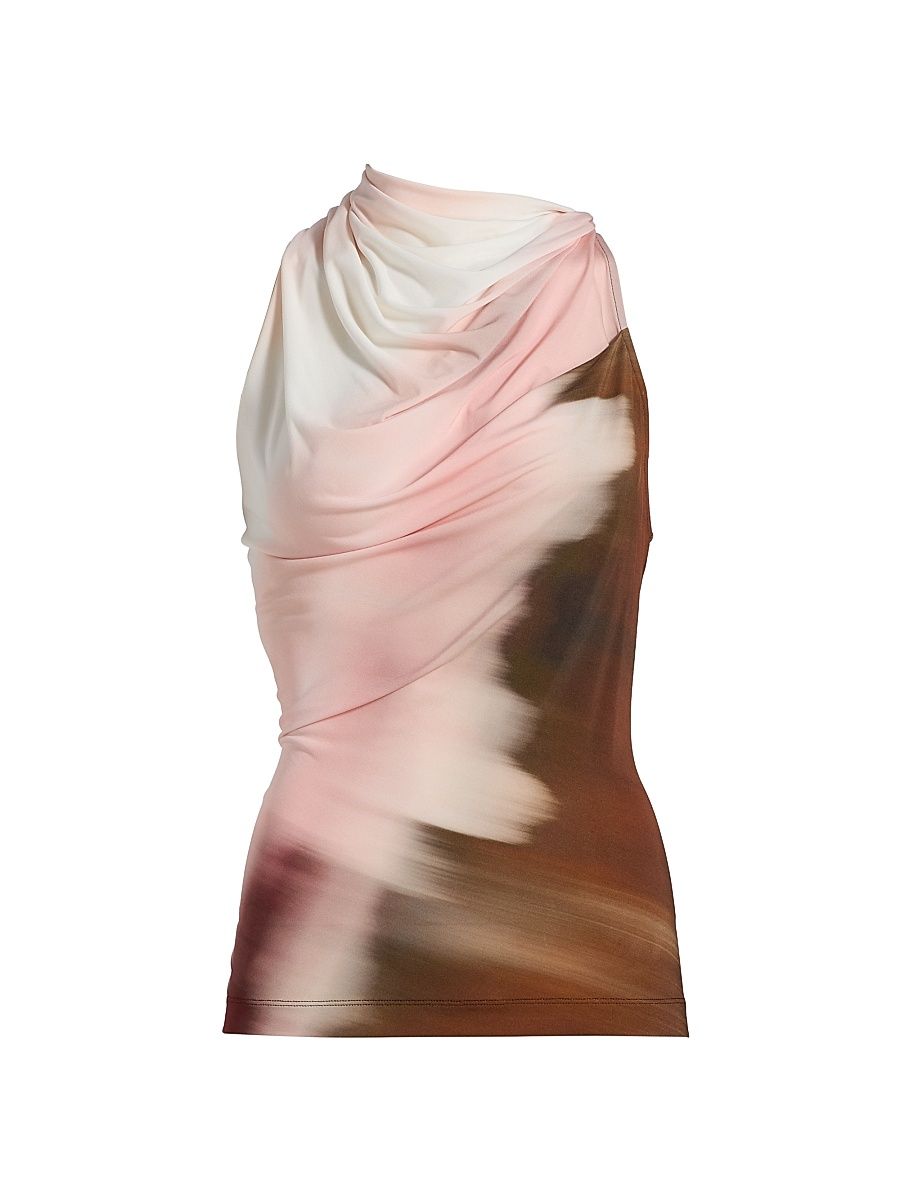 Women's Wind Ombré Sleeveless Ruched Top - Pink Multi - Size Medium