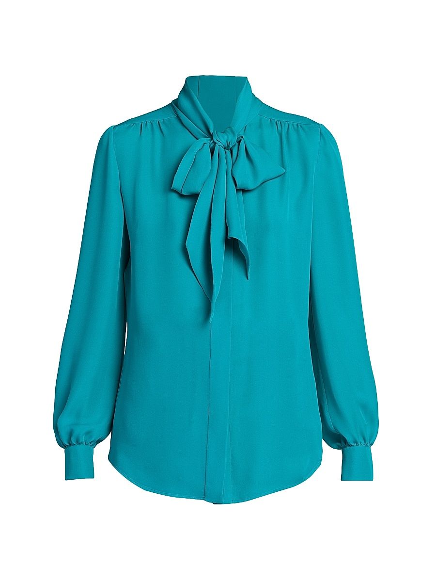 Women's Self-Tie & Lace-Up Blouse - Green - Size 6