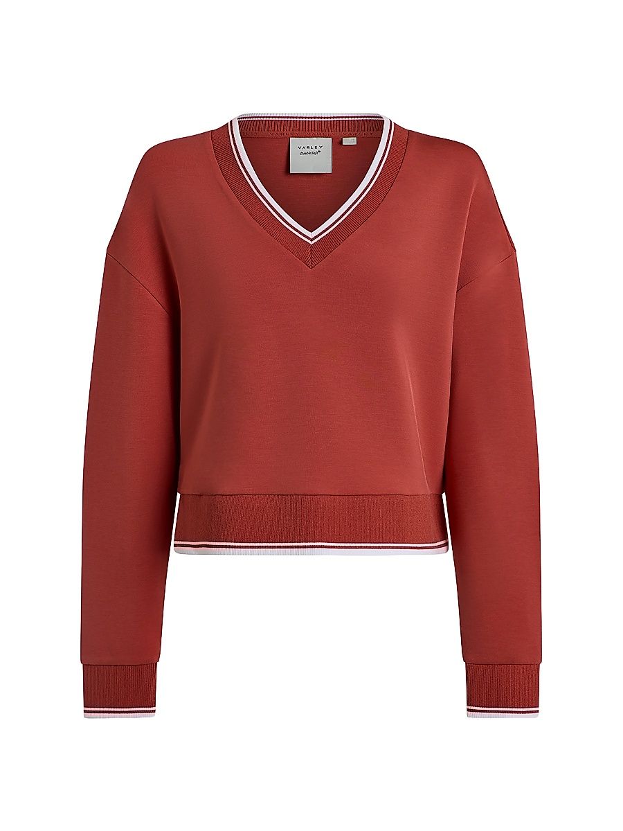 Women's Blithe DoubleSoft Striped-Trim Sweatshirt - Baked Apple - Size XS