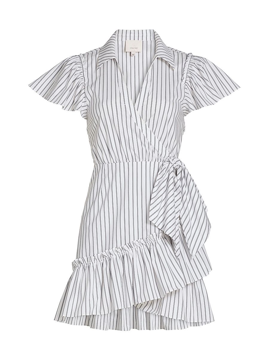 Women's Lila Striped Tie-Waist Minidress - White Navy - Size 14