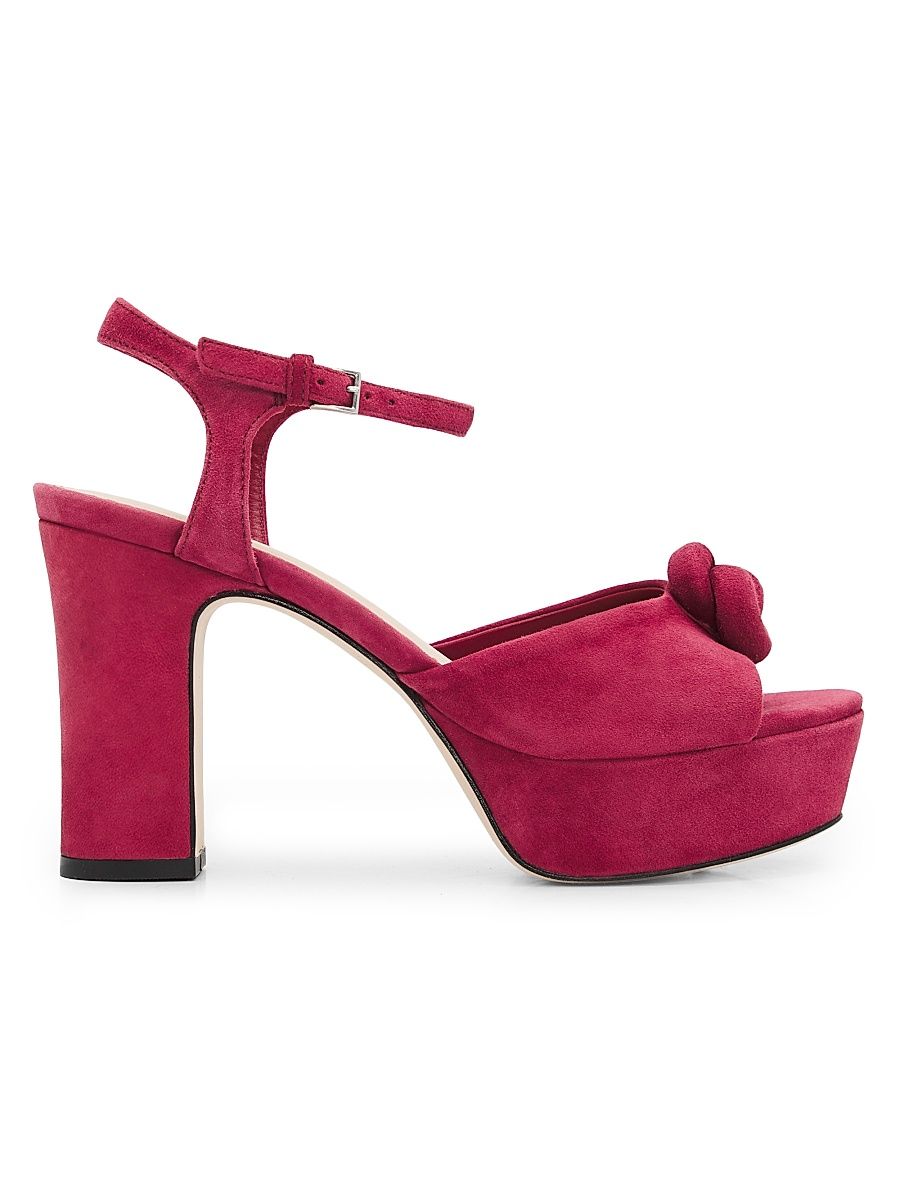 Women's Arianna 100MM Knot-Detail Suede Platform Sandals - Berry Wine - Size 11