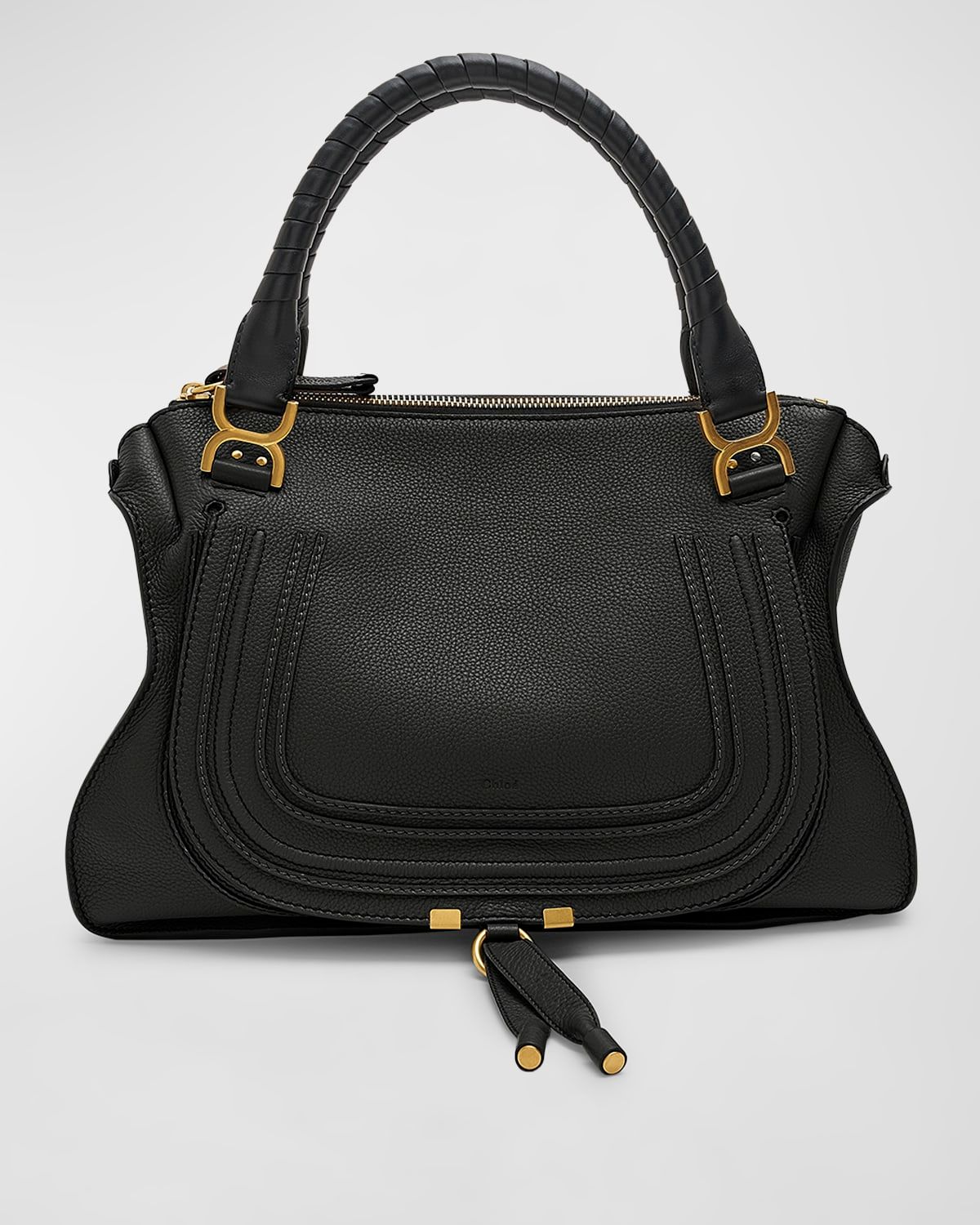 Marcie Large Double Carry Satchel in Grained Leather