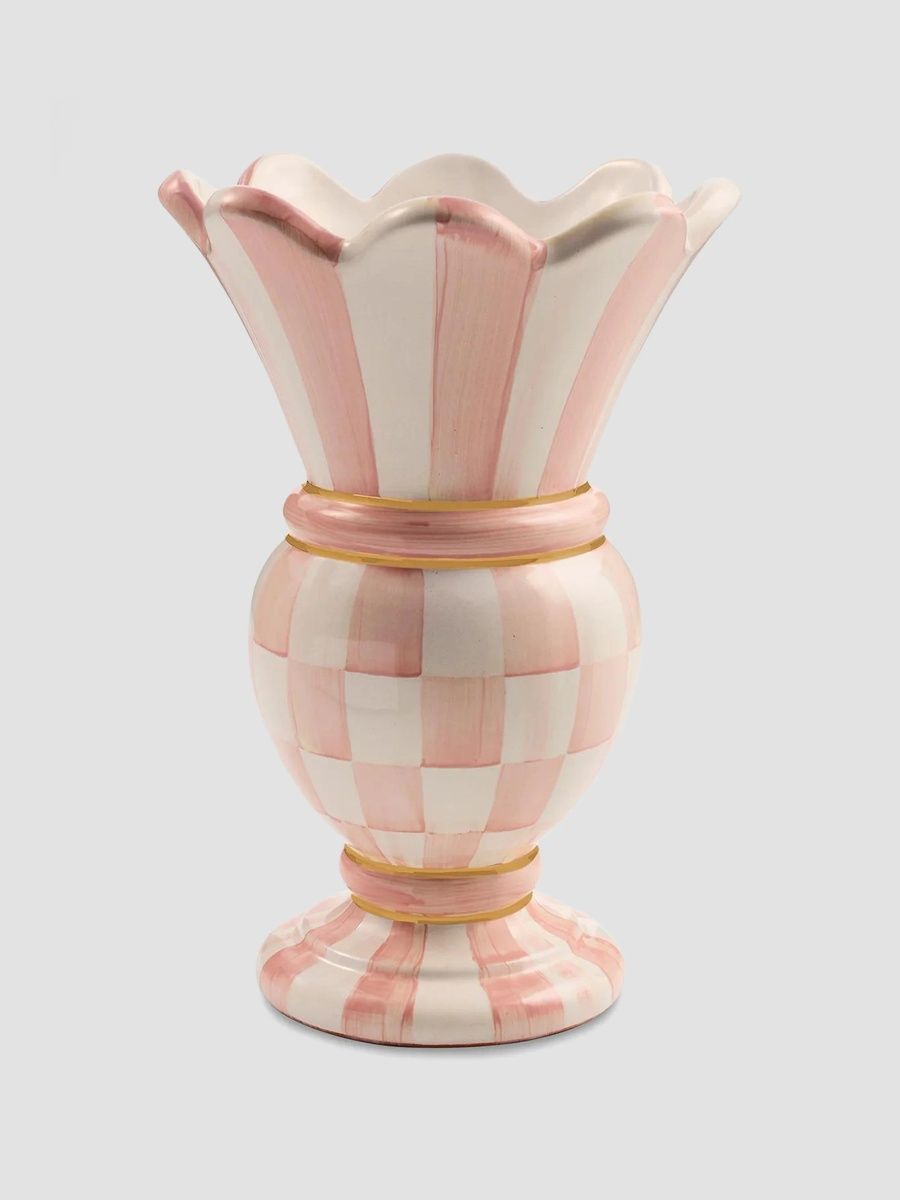 MacKenzie-Childs Rosy Check Ceramic Vase