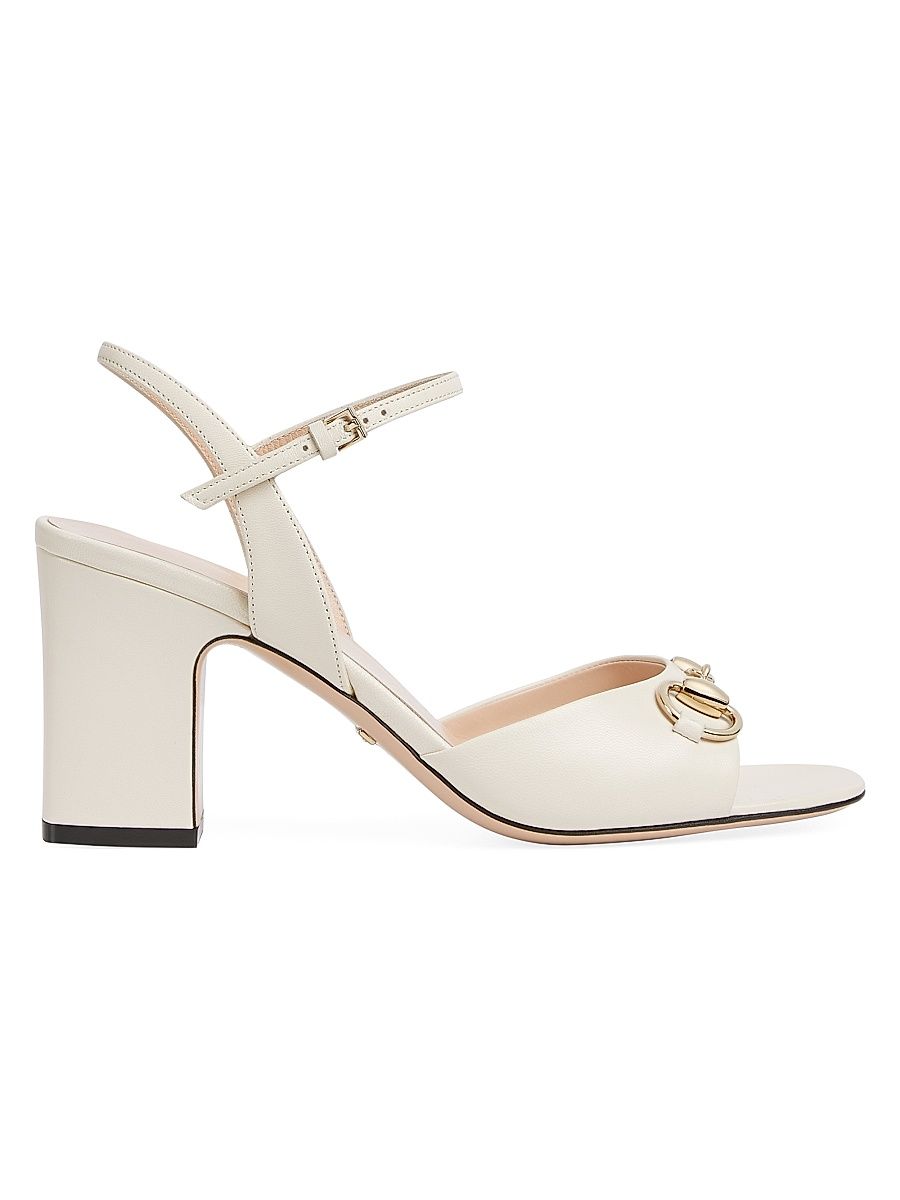 Women's Lady Horsebit 75MM Leather Sandals - Mystic White - Size 6.5