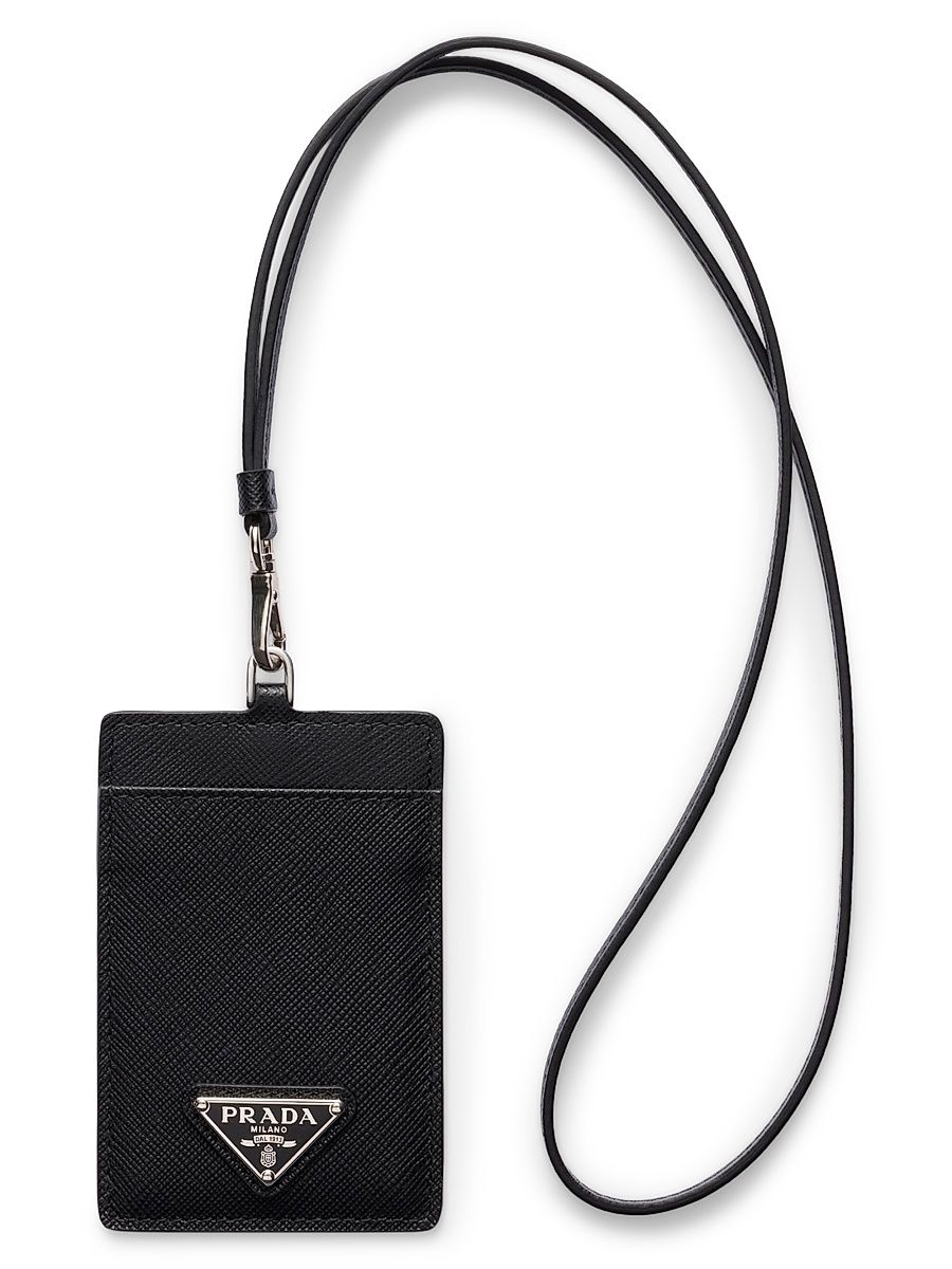 Women's Saffiano Leather Badge Holder - Black