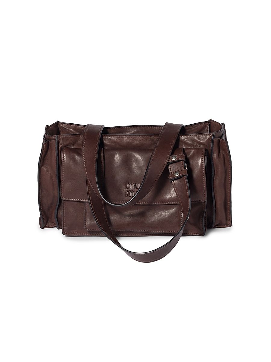 Women's Utilitaire Nappa Leather Shopping Bag - Dark Brown