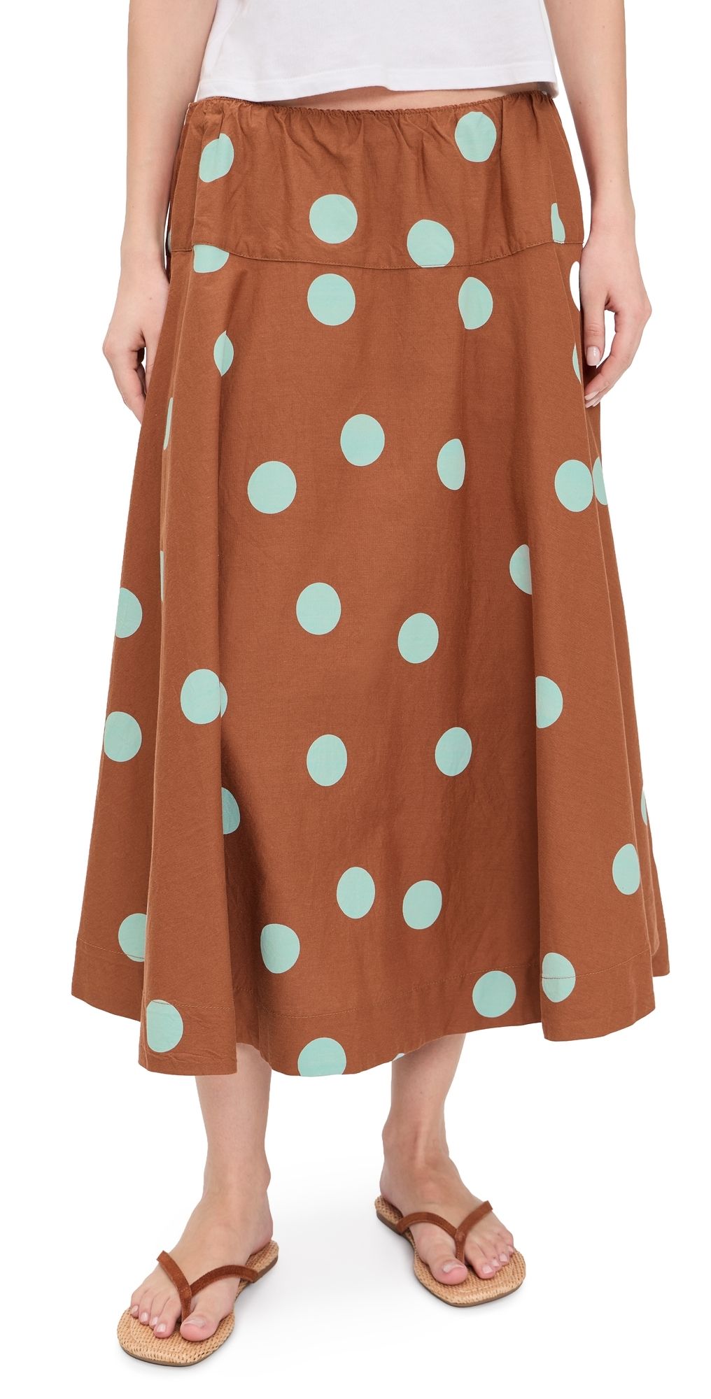 Free People Betty Dropped Waist Skirt Sugar Almond Combo M