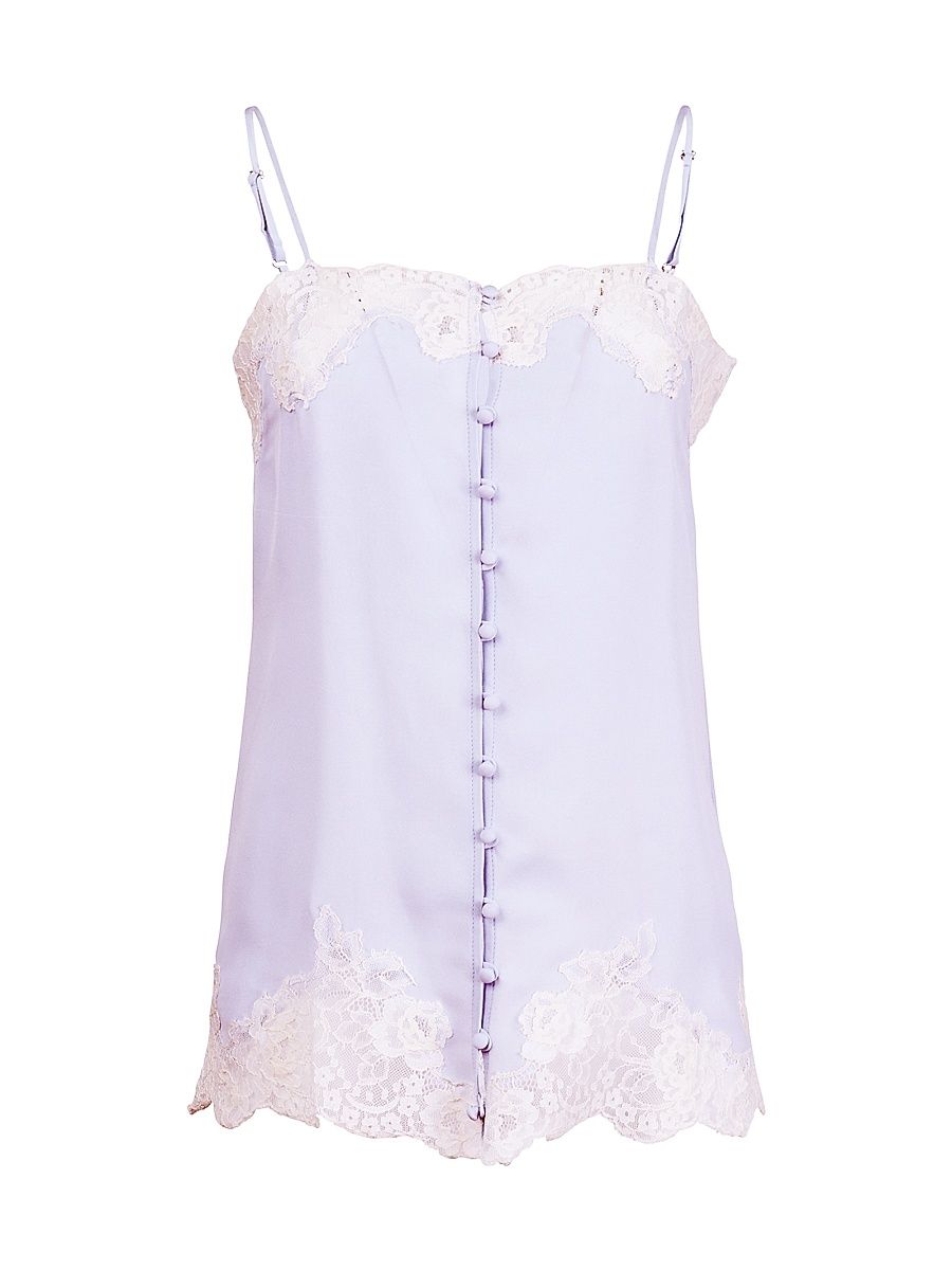 Women's Lace Appliqué Silk Slip - Cloud - Size Large