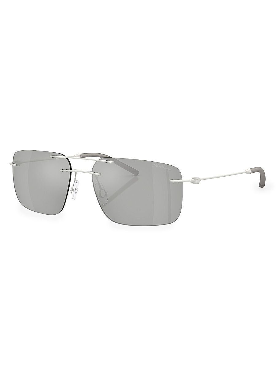 Men's Orbit 56MM Rectangular Sunglasses - Silver