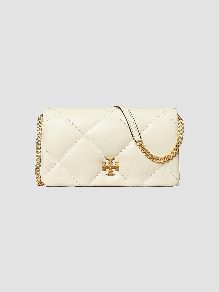 Tory Burch Women's Kira Diamond Leather Chain Wallet - Warm White