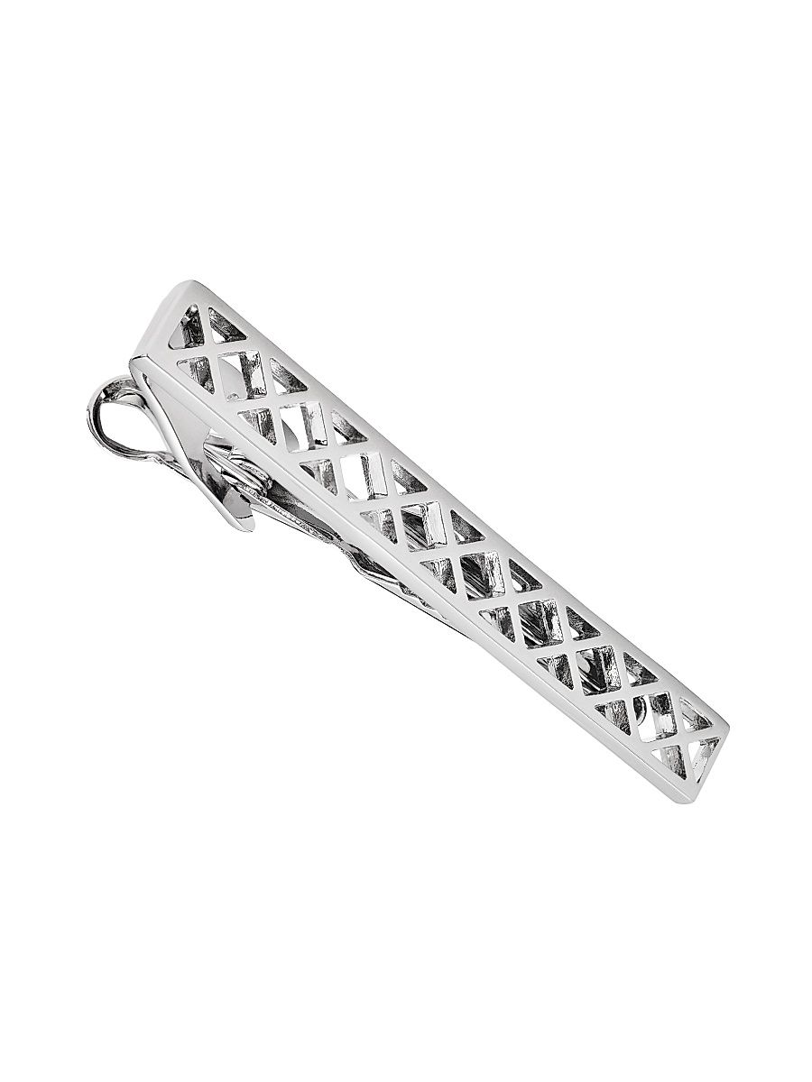 Men's Brass Laser-Cut Tie Bar - Silver