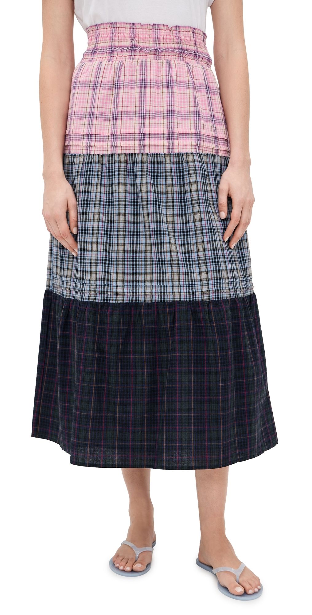 Rowing Blazers Tiered Plaid Skirt Mixed Plaid M