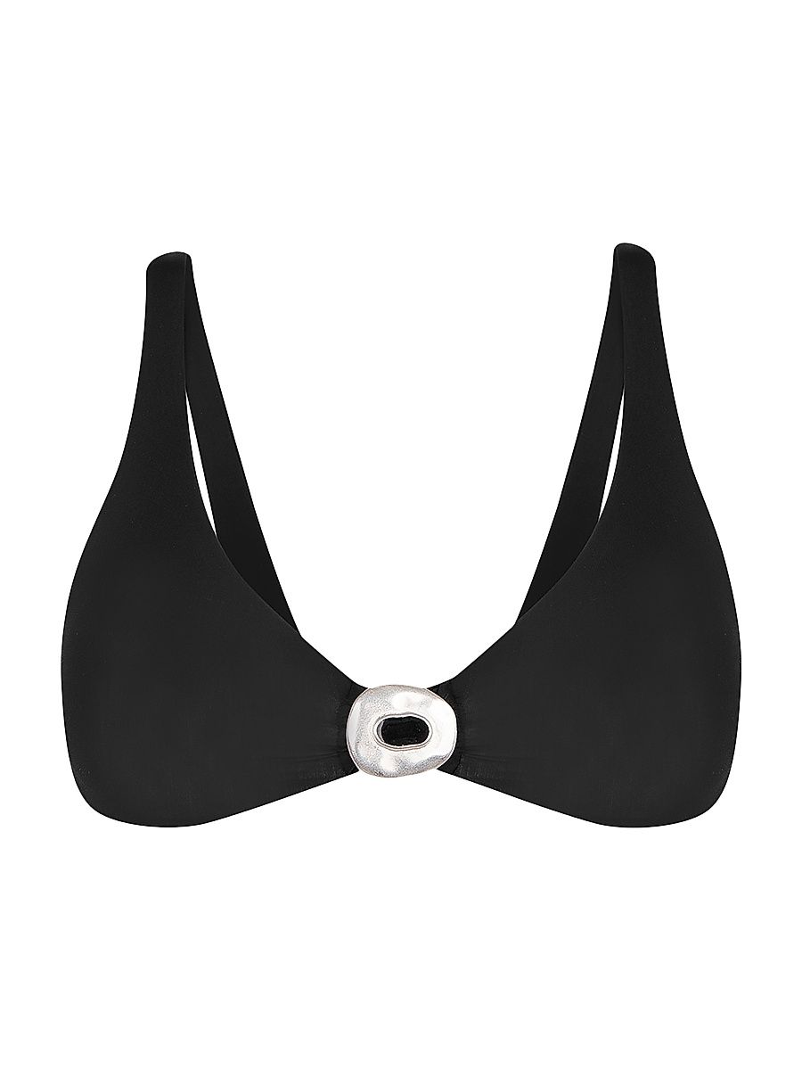 Women's Solid Sama Mayra Bikini Top - Black - Size Medium