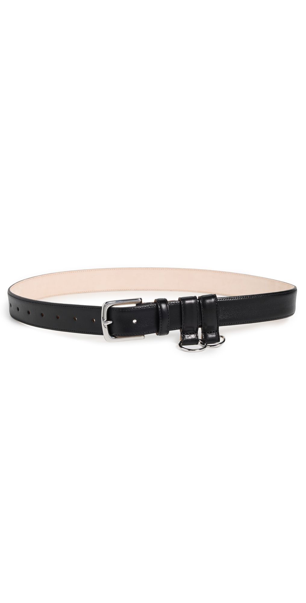 Tibi Classic Ring Hardware Leather Belt Black S/M