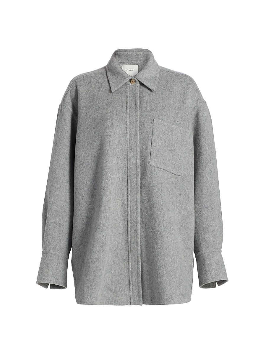 Women's Double-Faced Wool Shirt Jacket - Grey - Size XXS