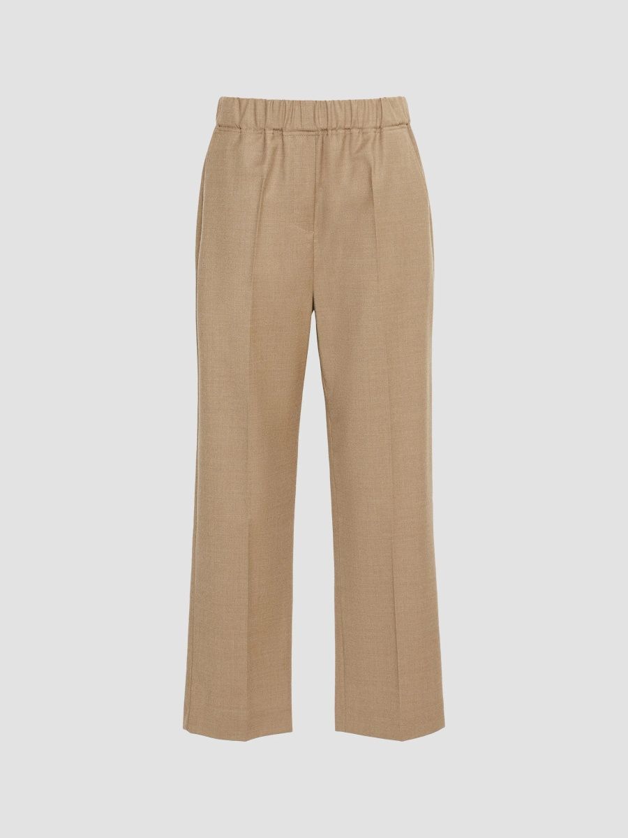 Weekend Max Mara Women's Stretch Wool Flannel Trousers - Camel - Size 16