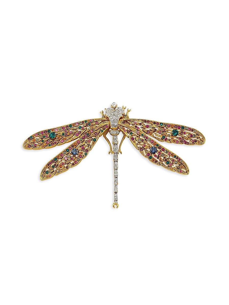 Women's Goldtone Multicolored Rhinestone Dragonfly Pin