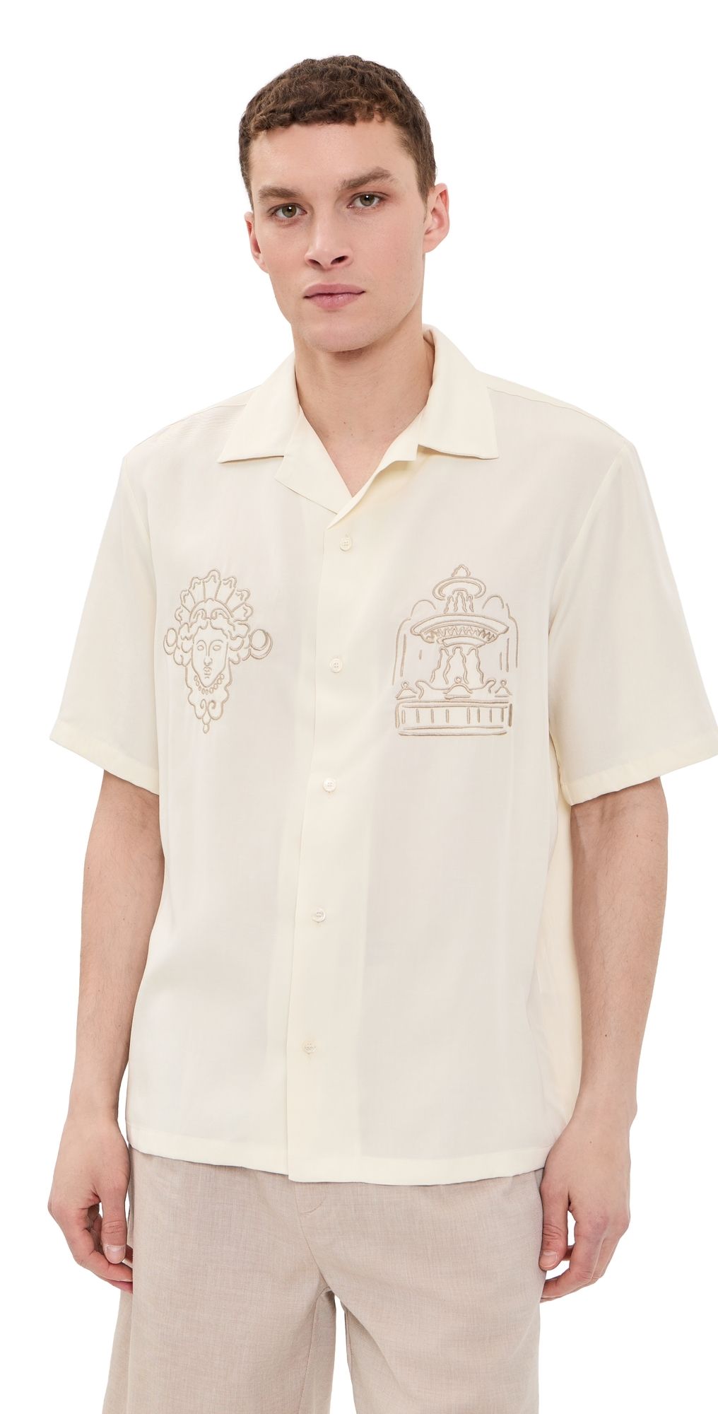 Maison Kitsuné Parisian Monuments Resort Shirt Clay S