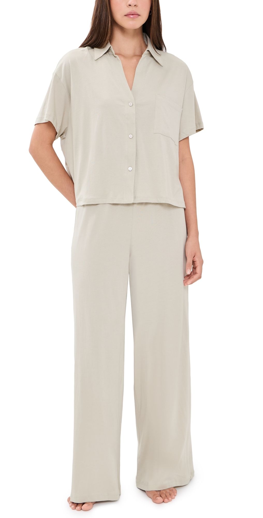 Eberjey Pima Cotton Pajama Set Sandstone L