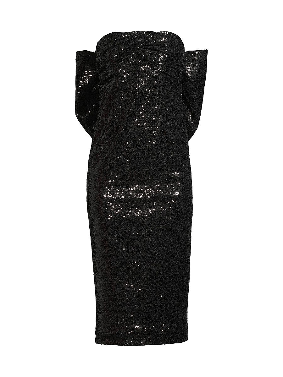Women's Loulou Sequined Bow-Back Midi-Dress - Jet - Size 10