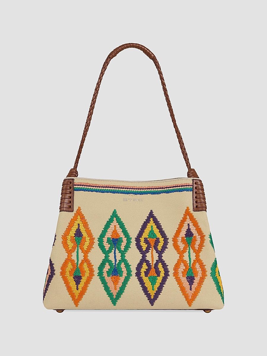 Etro Women's Embroidered Canvas Shopping Bag - Beige