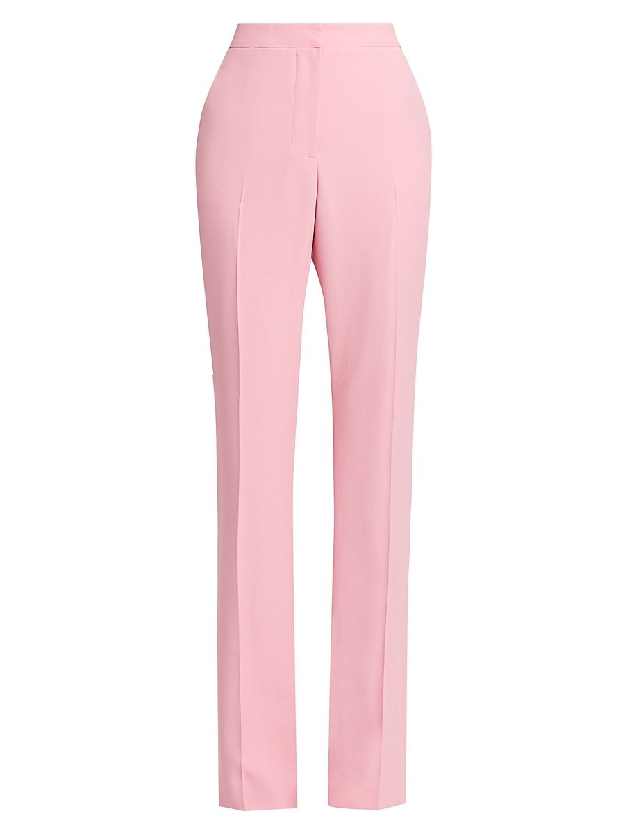 Women's Crepe Straight-Leg Trousers - Cherry Blossom Pink - Size 4