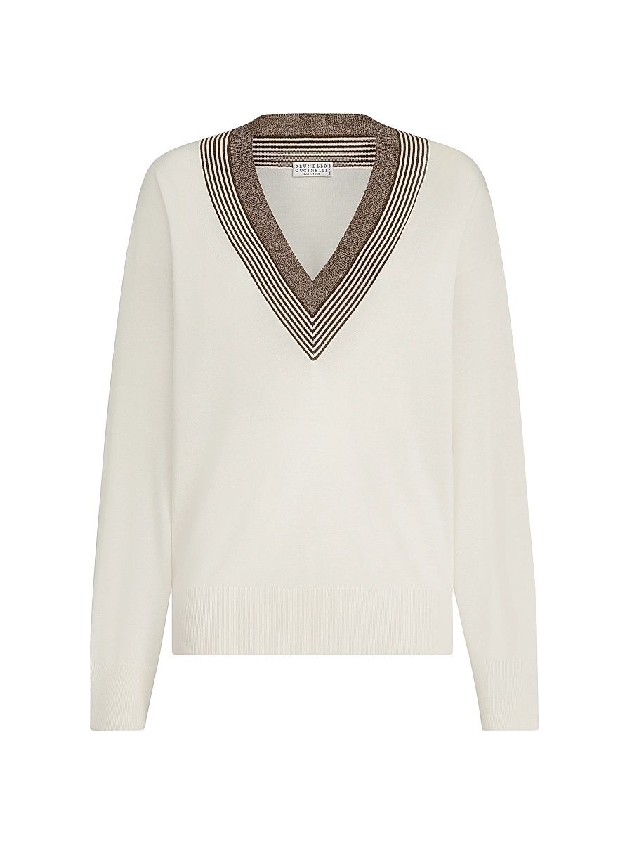 Women's Cashmere and Silk Lightweight Sweater - White - Size XXXL