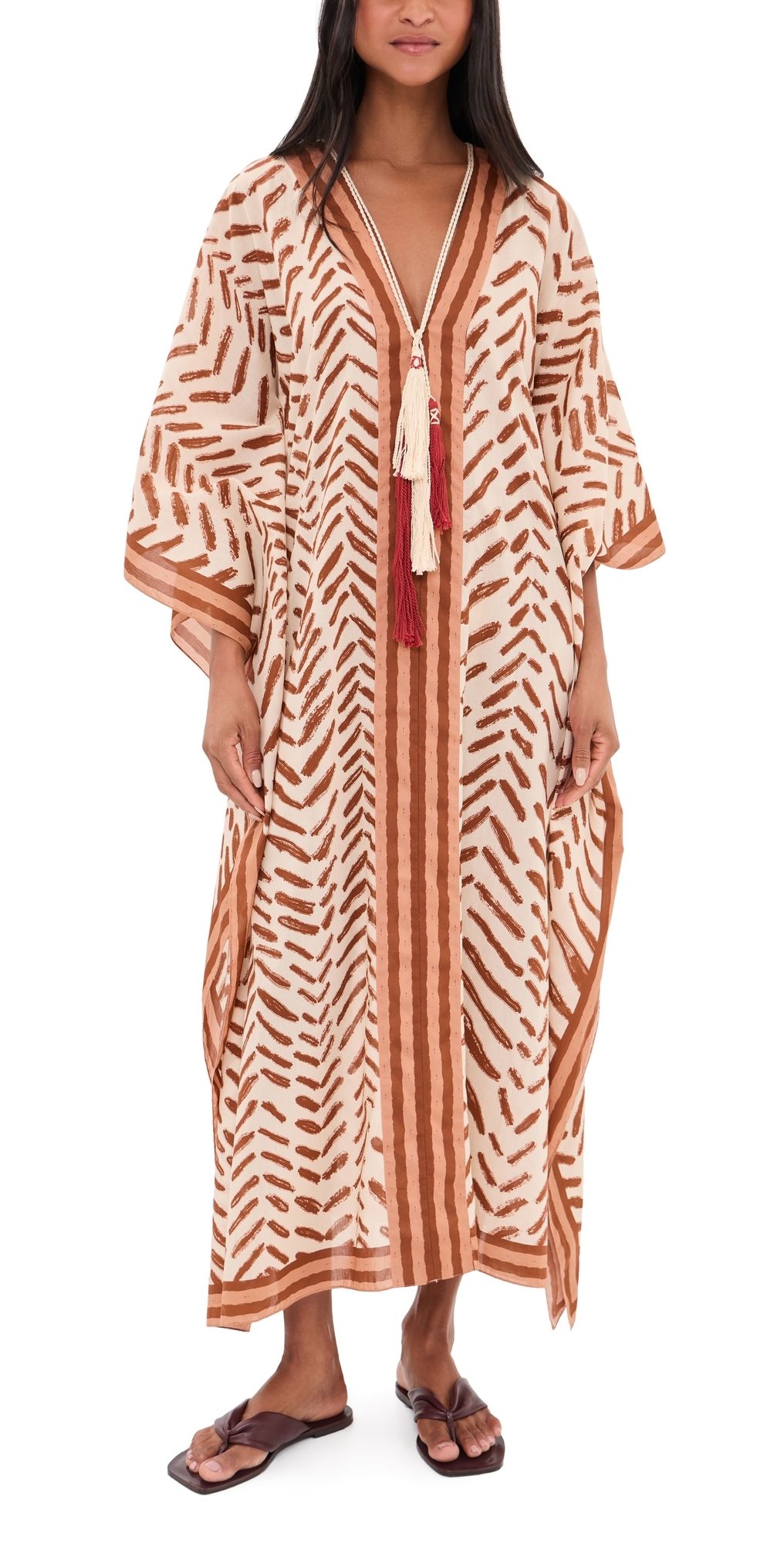 Johanna Ortiz The Secret of The Sun Tunic Dress Ecru/Dark Coffee L