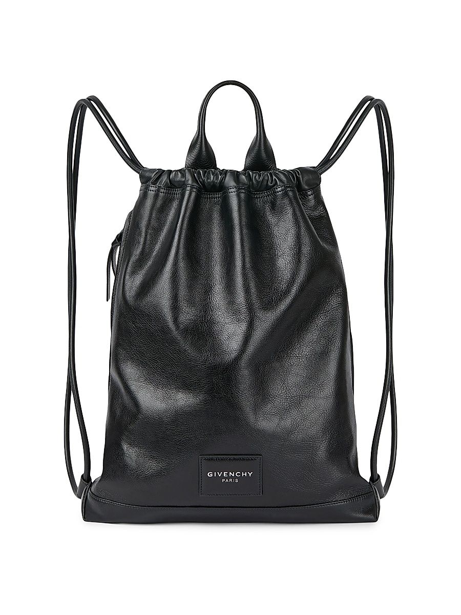 Men's Antigona Stamped Backpack in Grained Shiny Leather - Black