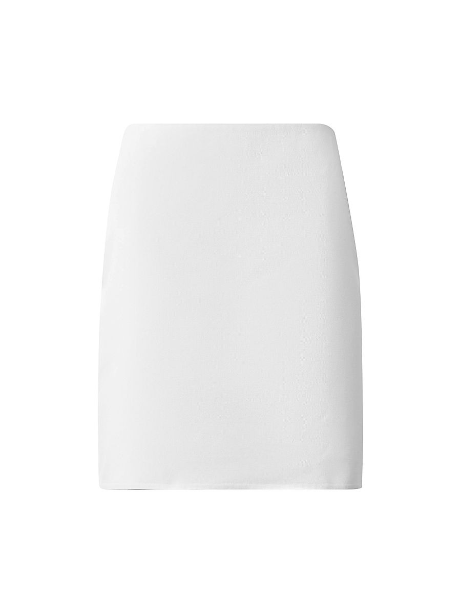 Women's Cotton & Silk Pencil Miniskirt - Ecru - Size 14