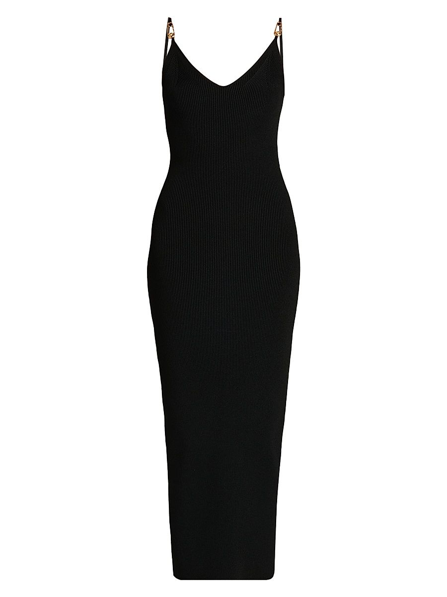 Women's Viscose Stretch-Knit Midi Dress - Black - Size 10