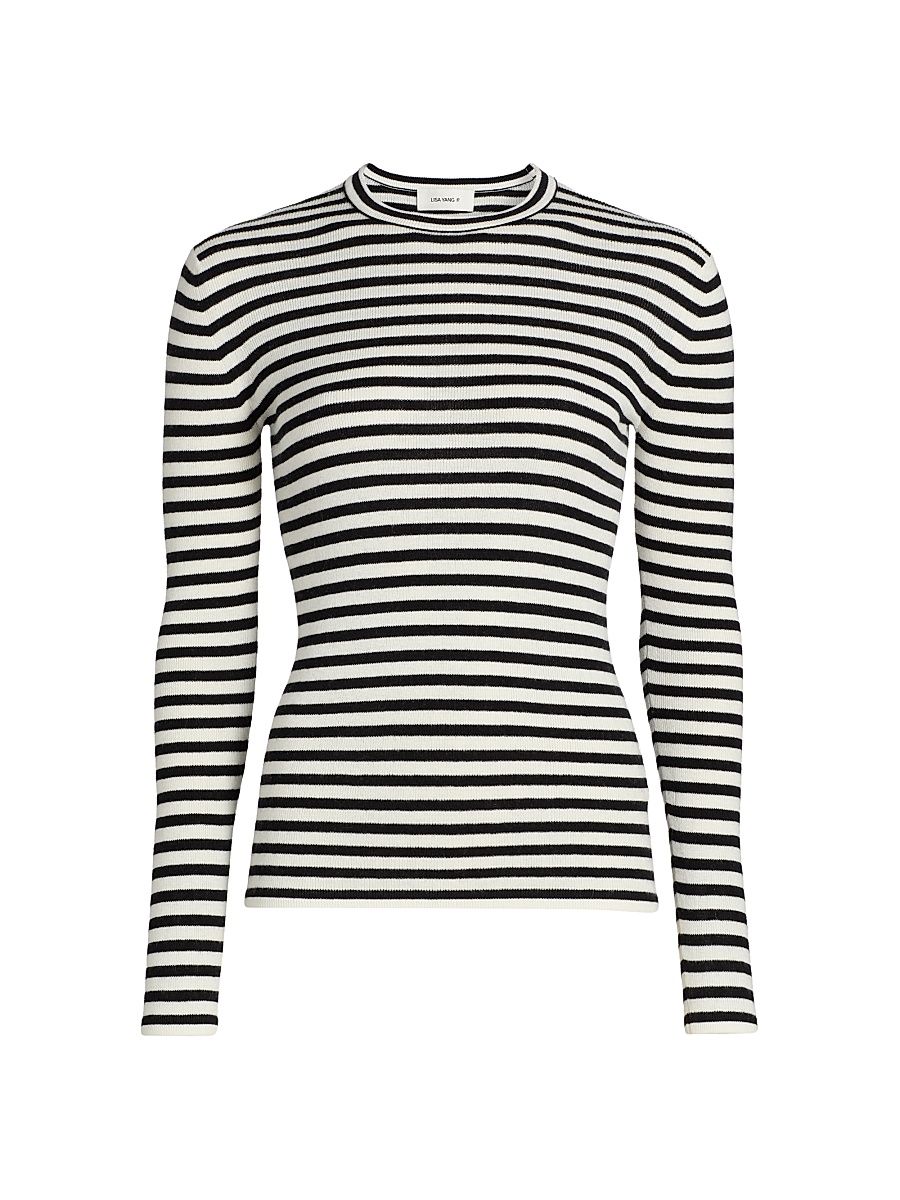 Women's Vivian Striped Top - Salt Noir Stripes - Size Medium