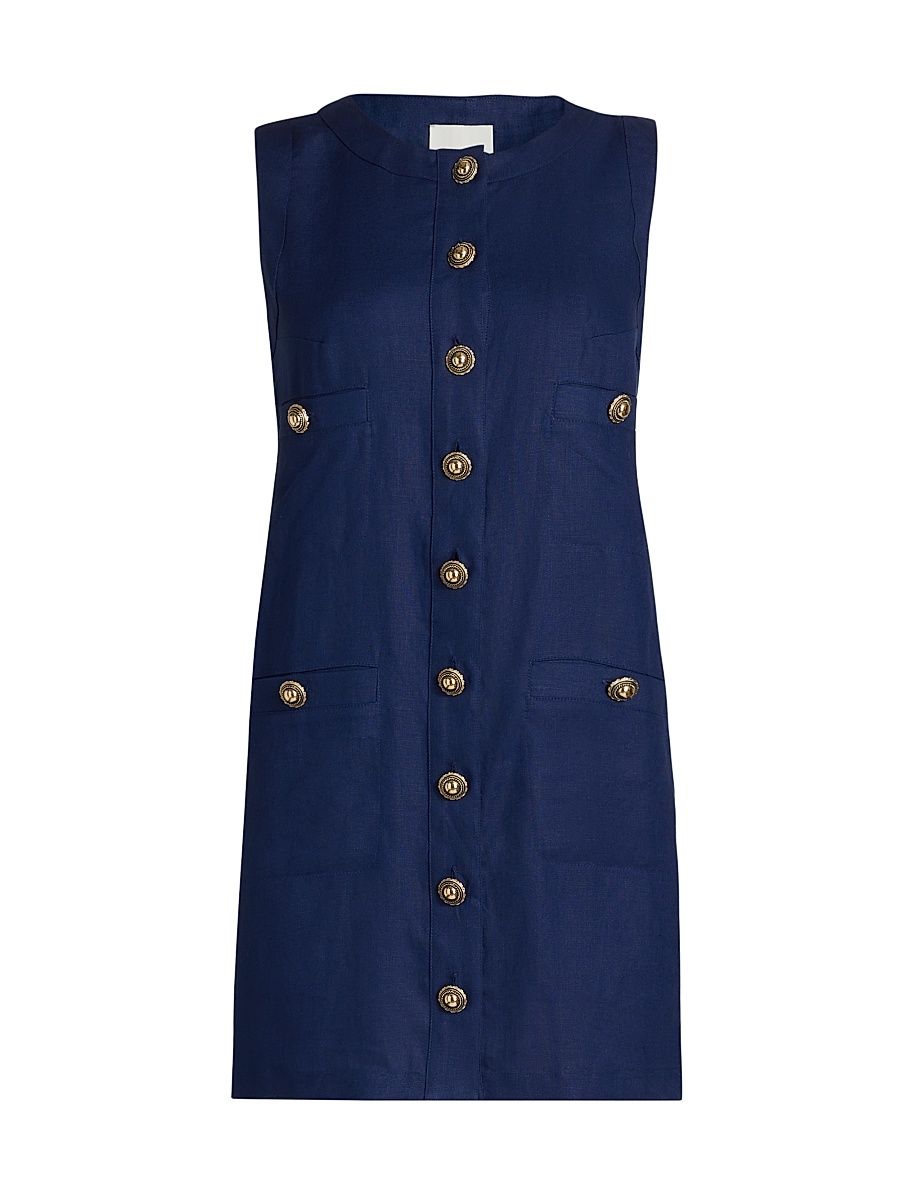 Women's Tropez Linen Sleeveless Shift Minidress - Danube - Size 10