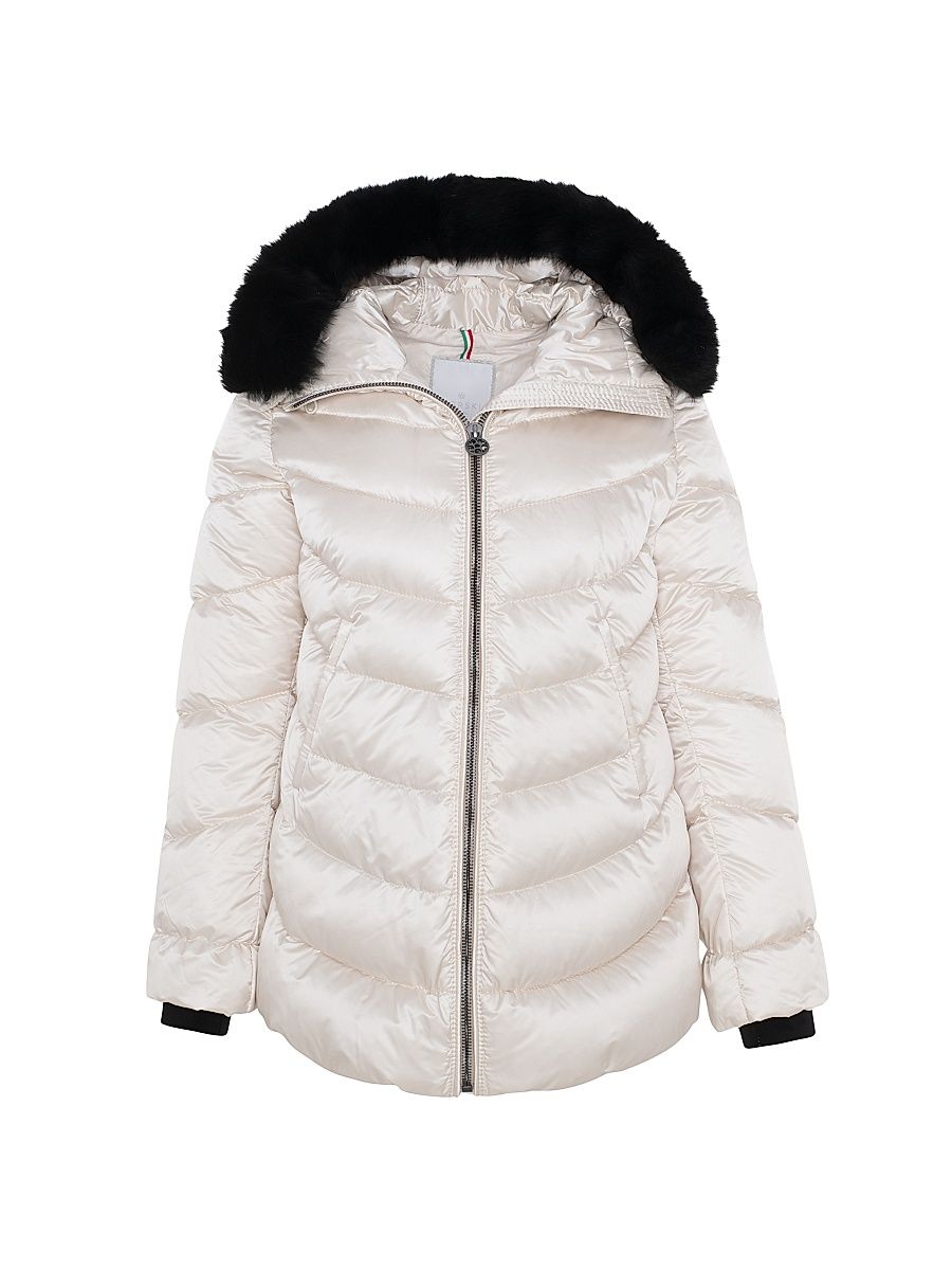 Women's Apres-Ski Jacket with Detachable Toscana Shearling Lamb Hood Trim - Champagne - Size Small