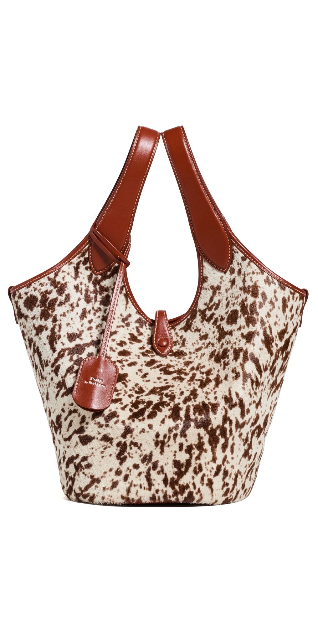 Polo Ralph Lauren Haircalf Medium Tote SPOTTED BROWN MULTI One Size